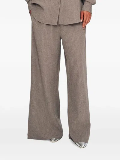 Ronny Kobo Moni Pinstripe Palazzo Pants In Brown
