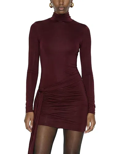 Ronny Kobo Morwen Ruched Mini Dress In Burgundy
