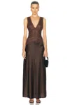 Ronny Kobo Naila Dress In Chocolate Brown