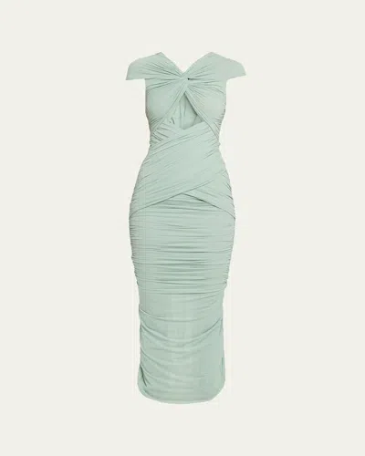 Ronny Kobo Nasha Cutout Ruched Bodycon Maxi Dress In Green