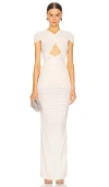 Ronny Kobo Nasha Cutout Wrapped Jersey Cap-sleeve Gown In Ivory