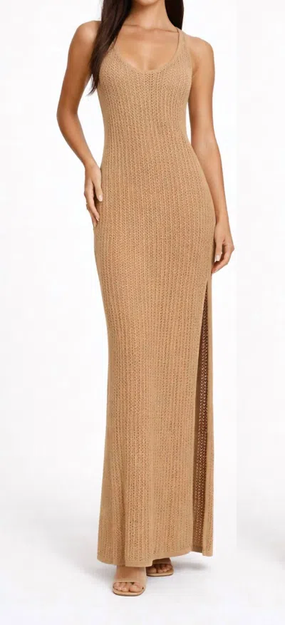 Ronny Kobo Netra Knit Maxi Dress In Tan In Multi