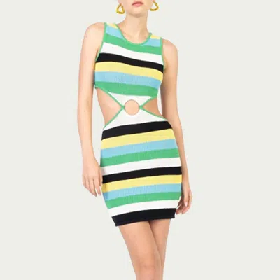 Ronny Kobo Nickle Dress In Island Green Multi Stripe