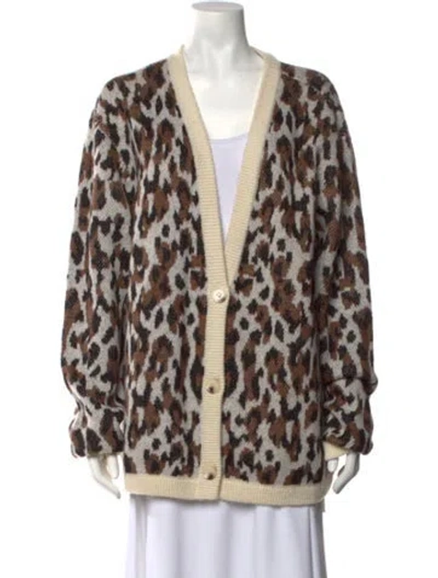 Pre-owned Ronny Kobo Nylon Animal Print Sweater In Neutrals