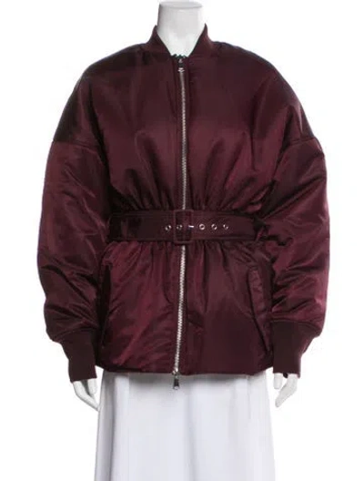 Pre-owned Ronny Kobo Nylon Bomber Jacket In Burgundy