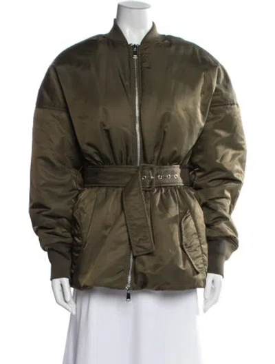 Pre-owned Ronny Kobo Nylon Bomber Jacket In Green