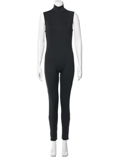 Pre-owned Ronny Kobo Nylon Turtleneck Jumpsuit W/ Tags In Black