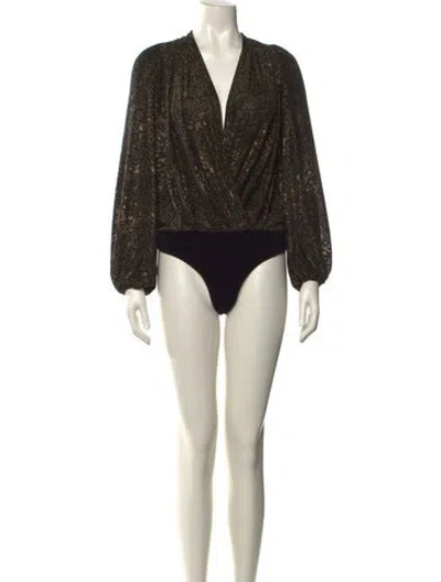 Pre-owned Ronny Kobo Nylon V-neck Bodysuit In Multi