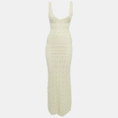 Pre-owned Ronny Kobo Off White Crochet Sadie Maxi Dress S