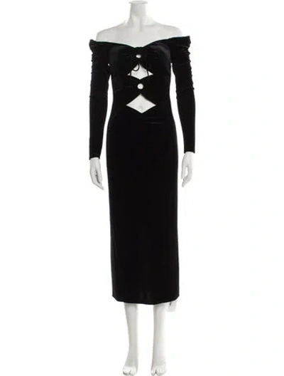Pre-owned Ronny Kobo Off-the-shoulder Long Dress In Black