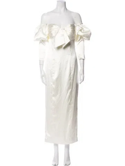 Pre-owned Ronny Kobo Off-the-shoulder Long Dress In Neutral