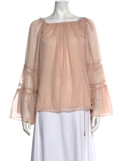 Pre-owned Ronny Kobo Off-the-shoulder Long Sleeve Blouse In Pink
