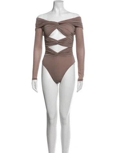 Pre-owned Ronny Kobo Off-the-shoulder Long Sleeve Bodysuit W/ Tags In Multicolor