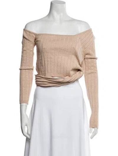 Pre-owned Ronny Kobo Off-the-shoulder Long Sleeve Top In Orange