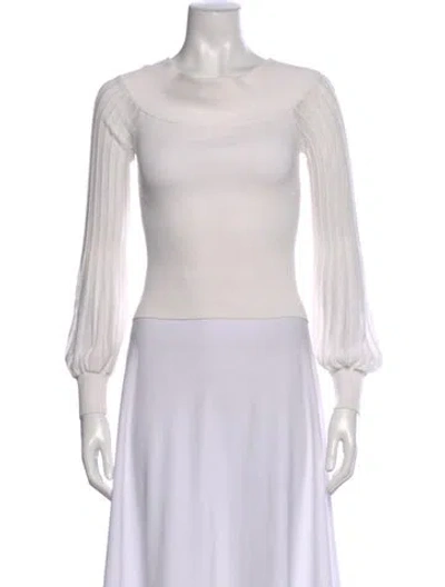 Pre-owned Ronny Kobo Off-the-shoulder Long Sleeve Top In White