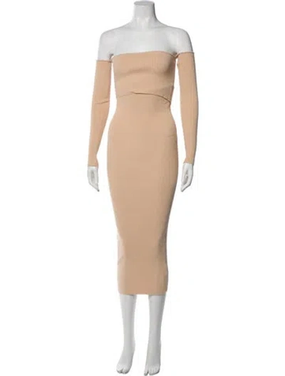 Pre-owned Ronny Kobo Off-the-shoulder Midi Length Dress In Neutral