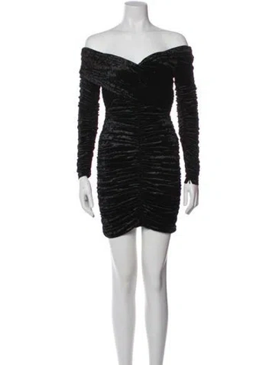 Pre-owned Ronny Kobo Off-the-shoulder Mini Dress In Black