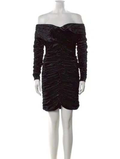 Pre-owned Ronny Kobo Off-the-shoulder Mini Dress In Black