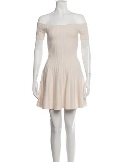 Pre-owned Ronny Kobo Off-the-shoulder Mini Dress In Neutrals