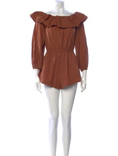 Pre-owned Ronny Kobo Off-the-shoulder Romper In Brown
