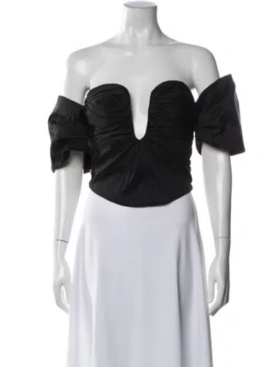 Pre-owned Ronny Kobo Off-the-shoulder Short Sleeve Top In Black