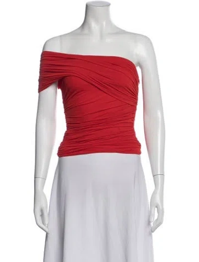 Pre-owned Ronny Kobo Off-the-shoulder Short Sleeve Top In Red