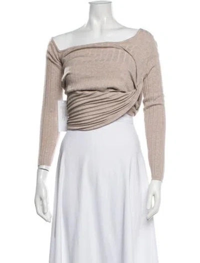 Pre-owned Ronny Kobo Off-the-shoulder Sweater W/ Tags In Neutral