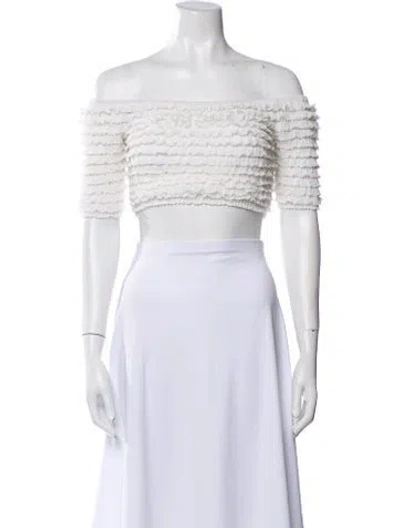 Pre-owned Ronny Kobo Off-the-shoulder Sweater In White
