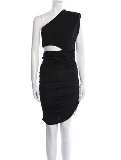 Pre-owned Ronny Kobo One-shoulder Knee-length Dress In Black