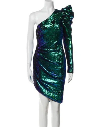 Pre-owned Ronny Kobo One-shoulder Knee-length Dress W/ Tags In Green