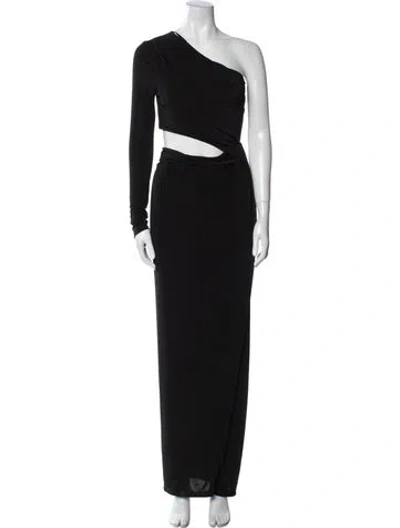 Pre-owned Ronny Kobo One-shoulder Long Dress In Black