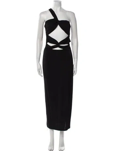 Pre-owned Ronny Kobo One-shoulder Long Dress In Black