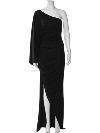 Pre-owned Ronny Kobo One-shoulder Long Dress In Black