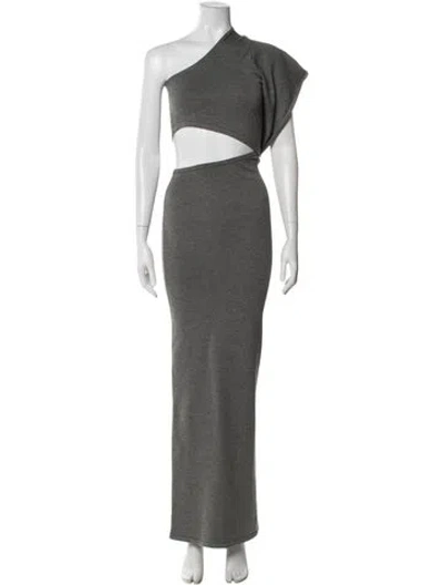 Pre-owned Ronny Kobo One-shoulder Long Dress In Gray