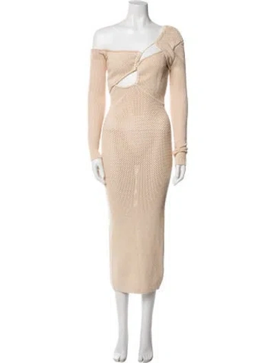 Pre-owned Ronny Kobo One-shoulder Long Dress In Neutral