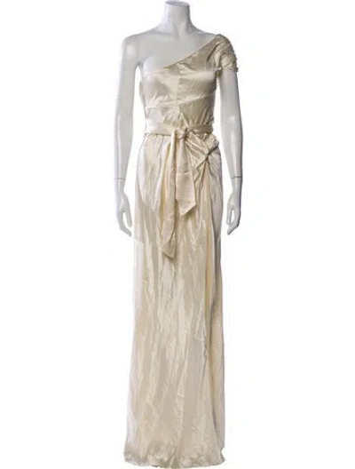 Pre-owned Ronny Kobo One-shoulder Long Dress In Neutral