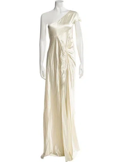 Pre-owned Ronny Kobo One-shoulder Long Dress In Neutral