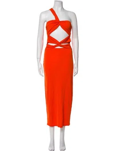 Pre-owned Ronny Kobo One-shoulder Long Dress In Orange