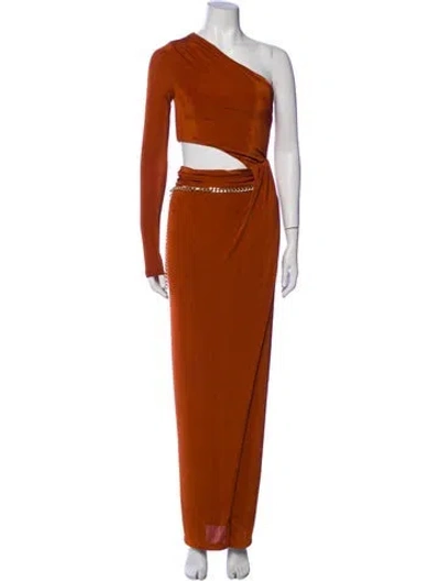 Pre-owned Ronny Kobo One-shoulder Long Dress In Orange