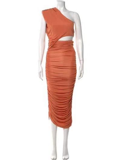 Pre-owned Ronny Kobo One-shoulder Long Dress In Orange