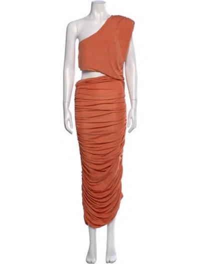 Pre-owned Ronny Kobo One-shoulder Long Dress In Orange