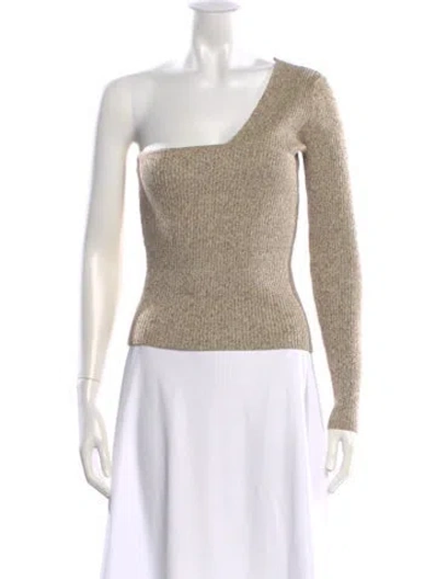 Pre-owned Ronny Kobo One-shoulder Long Sleeve Top In Brown