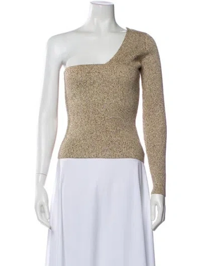 Pre-owned Ronny Kobo One-shoulder Long Sleeve Top In Neutral