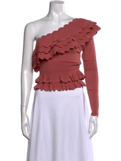 Pre-owned Ronny Kobo One-shoulder Long Sleeve Top In Red