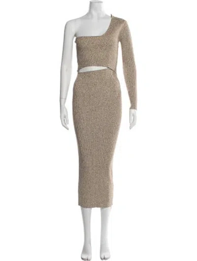 Pre-owned Ronny Kobo One-shoulder Midi Length Dress In Neutral