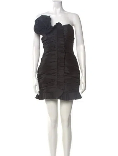 Pre-owned Ronny Kobo One-shoulder Mini Dress In Black