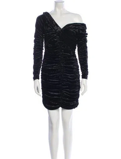 Pre-owned Ronny Kobo One-shoulder Mini Dress In Black