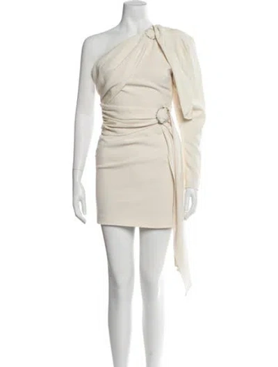 Pre-owned Ronny Kobo One-shoulder Mini Dress In Neutral