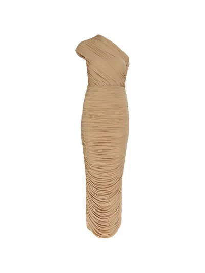 Ronny Kobo One-shoulder Ruched Dress In Neutral