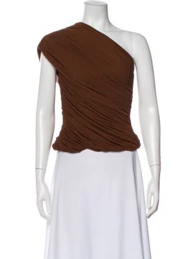 Pre-owned Ronny Kobo One-shoulder Sleeveless Top In Brown